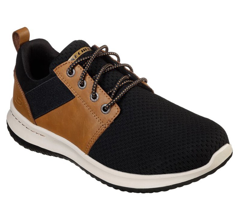 Skechers Herr Bruna/Svarta Slip On - Delson - Brant - Sverige (KBCVF-3768)